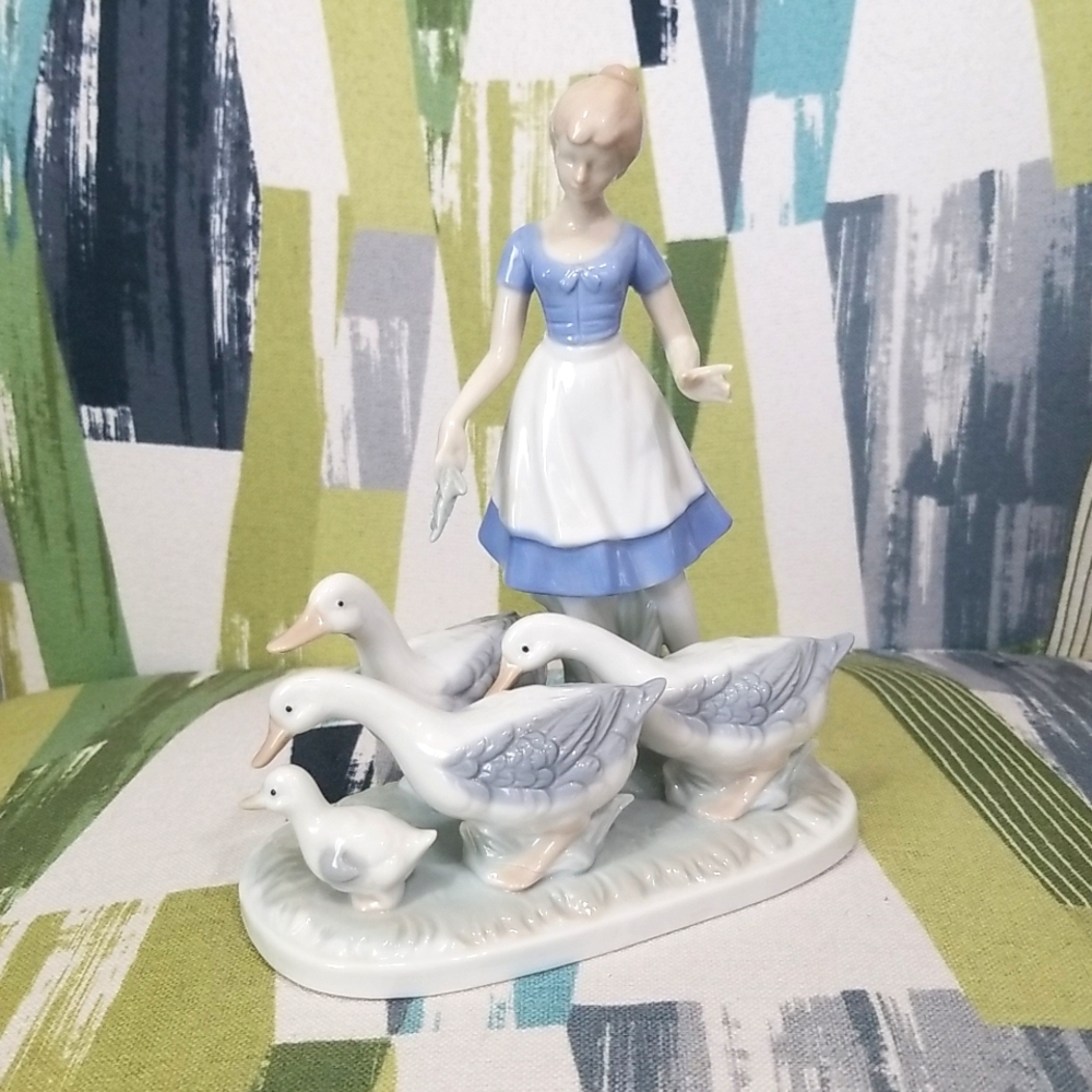 Bing and Grondahl Style Goose Girl Figurine Cottage Core